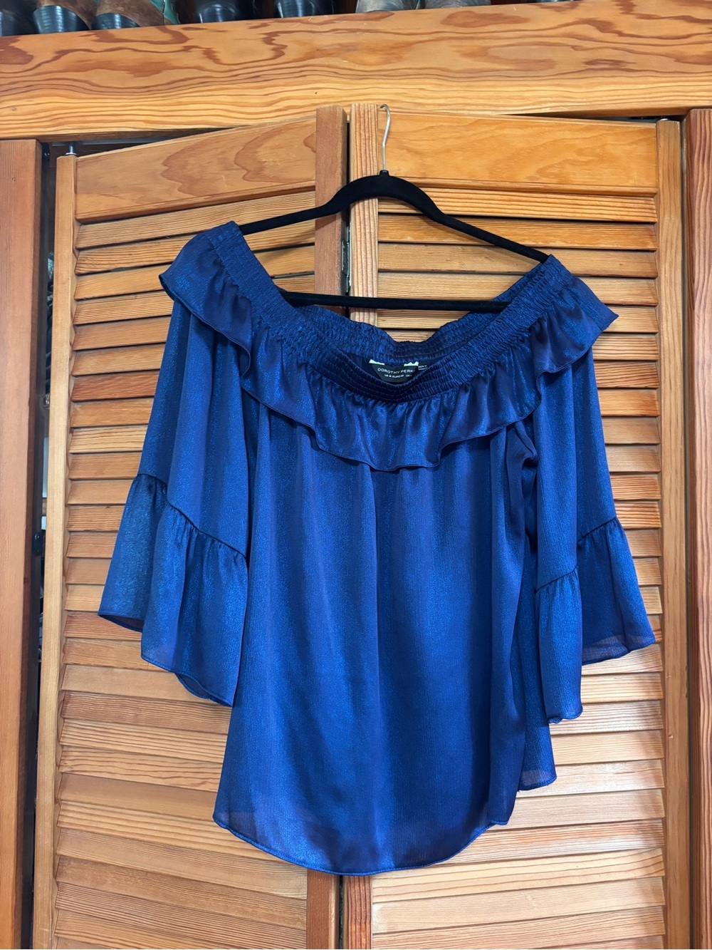 Dorothy Perkins Royal Blue Off-Shoulder Ruffle Top